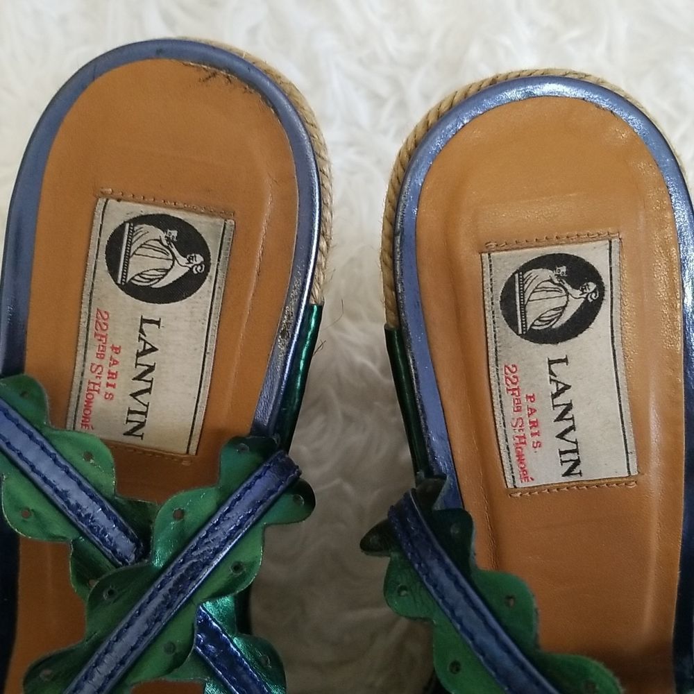 Lanvin Blue Metallic Espadrilles Sz 10.5 - Picture 13 of 15